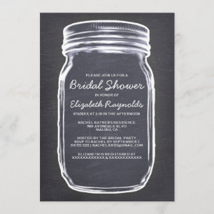 Black & White Mason Jar Bridal Shower Invitations