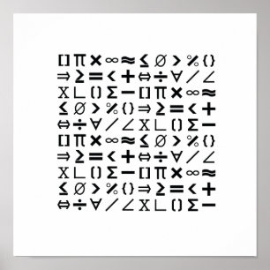 Black & White Math Signs & Symbols Pattern