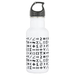 Black & White Math Signs & Symbols Pattern 532 Ml Water Bottle