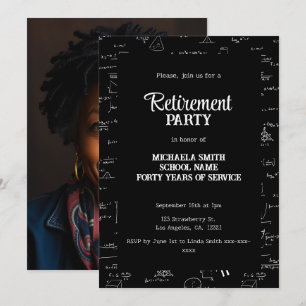 Black White Math Teacher Retirement Party Photo Invitation