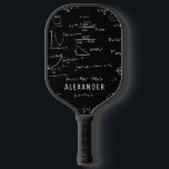 Black White Mathematics Equations Personalized Pickleball Paddle<br><div class="desc">Beautiful customizable black and white handwritten math formulas and equations pickleball paddle for the math teacher,  math student or math retiree. Great gift for all mathematic nerds and geeks. Illustrated and designed by Patricia Alvarez.</div>