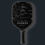 Black White Mathematics Equations Personalized Pickleball Paddle<br><div class="desc">Beautiful customizable black and white handwritten math formulas and equations pickleball paddle for the math teacher,  math student or math retiree. Great gift for all mathematic nerds and geeks. Illustrated and designed by Patricia Alvarez.</div>