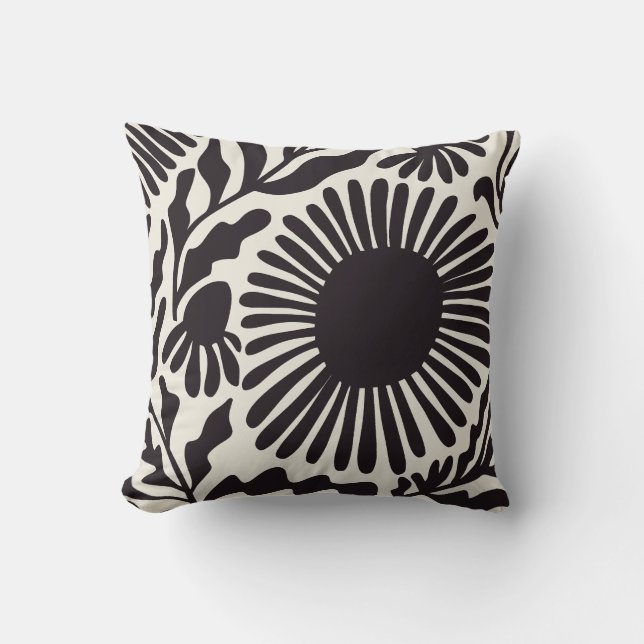 Black & White Matisse Throw Pillow (Front)