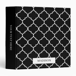 Black & White Mediterranean Moroccan Pattern Binder