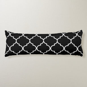 Black & White Mediterranean Moroccan Pattern Body Pillow