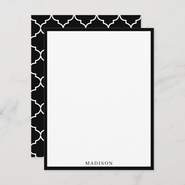 Black & White Mediterranean Moroccan Pattern Card (Front/Back)