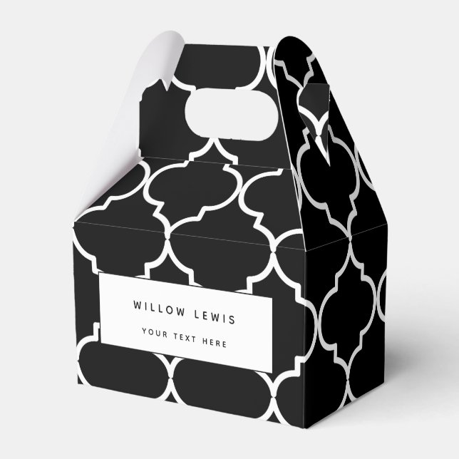 Black & White Mediterranean Moroccan Pattern   Favor Box (Front Side)
