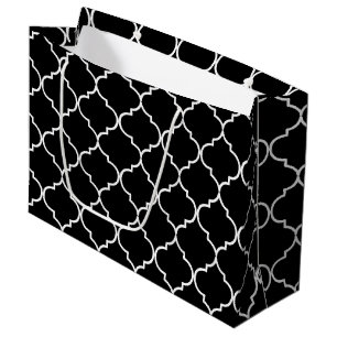 Black & White Mediterranean Moroccan Pattern Large Gift Bag