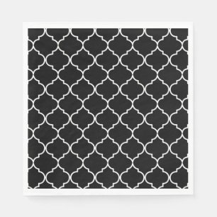 Black & White Mediterranean Moroccan Pattern  Napkin