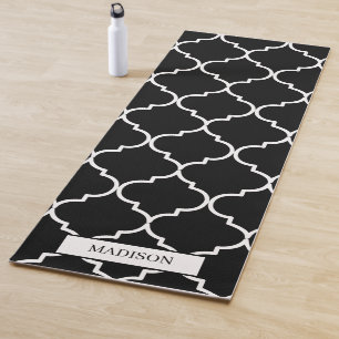 Black & White Mediterranean Moroccan Pattern Yoga Mat