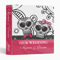 Black White Mexican Swirl Hot Pink Glitter Skulls
