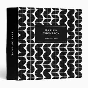 Black & White Mid Century Modern Abstract Custom Binder