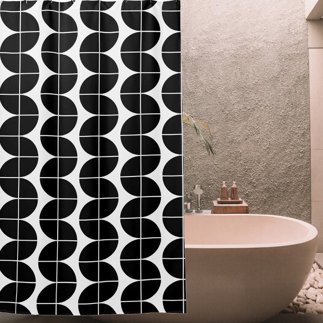 Black & White Mid Century Modern Abstract Pattern (Black & White Mid Century Modern Abstract Pattern Shower Curtain)