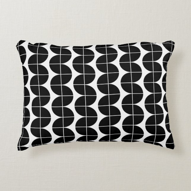 Black & White Mid Century Modern Abstract Pattern Accent Pillow (Front)
