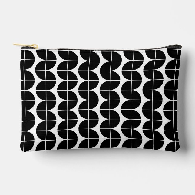 Black & White Mid Century Modern Abstract Pattern Accessory Pouch (Front)
