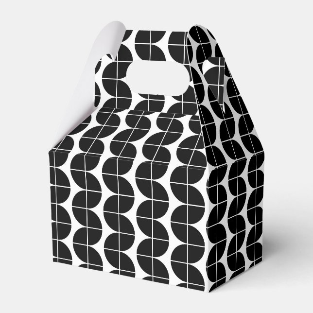 Black & White Mid Century Modern Abstract Pattern Favor Box (Front Side)