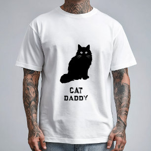 Black White Minimal Cat Daddy Funny T-Shirt