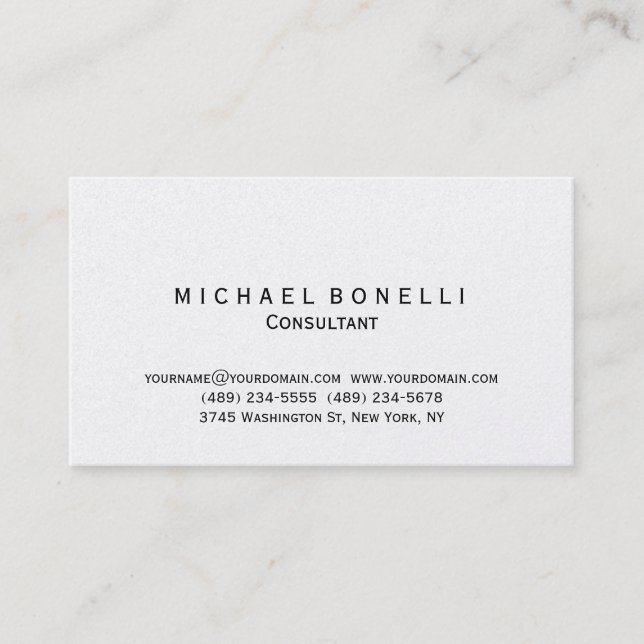 Black White Minimal Consultant Business Card (Front)