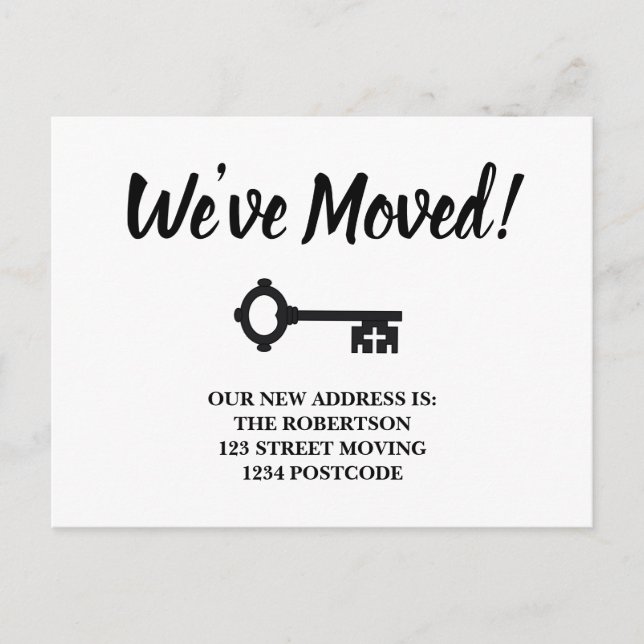 Black & White Minimal Key Moving Announcement (Front)