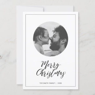 Black & White   Minimal Merry Christmas Photo Holiday Card