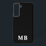 Black & White | Minimal Modern Initial Monogram Samsung Galaxy Case<br><div class="desc">This stylish phone case design features a simple modern design in black & white. Make one of a kind phone case with custom initials and name. It will be a cool, unique gift for someone special or yourself. If you want to change the fonts or position, click the "Customize further"...</div>