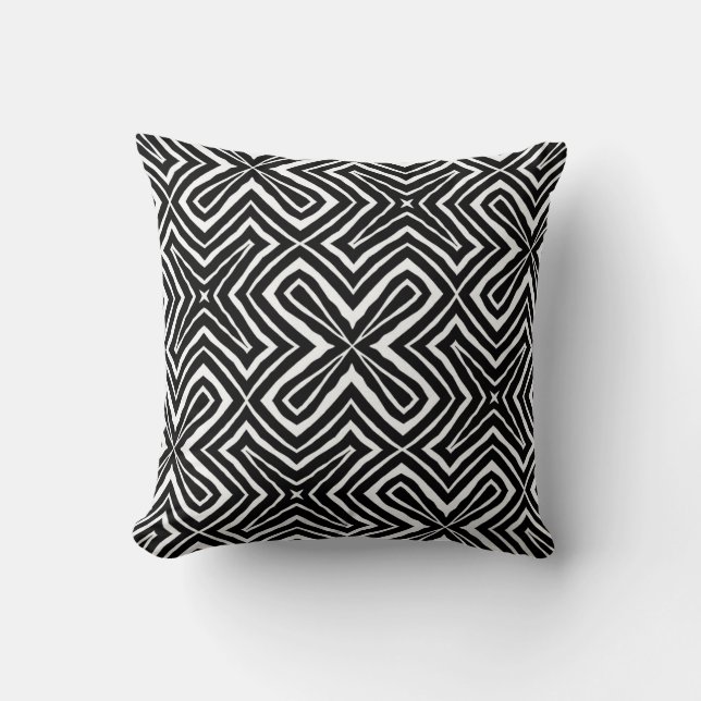 Black & White Minimal Pattern Throw Pillow (Front)