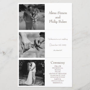 Black & White Minimal Photo wedding program