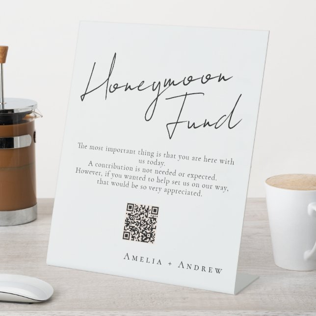 Black White Minimal Script Elegant Wedding Pedestal Sign (In SItu)