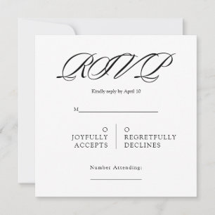 Black& White Minimal Square Wedding RSVP Card