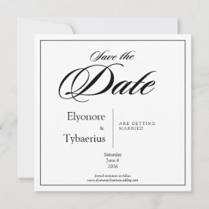 Black & White Minimal Square Wedding Save the Date Card
