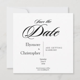 Black& White Minimal Square Wedding Save the Date Card