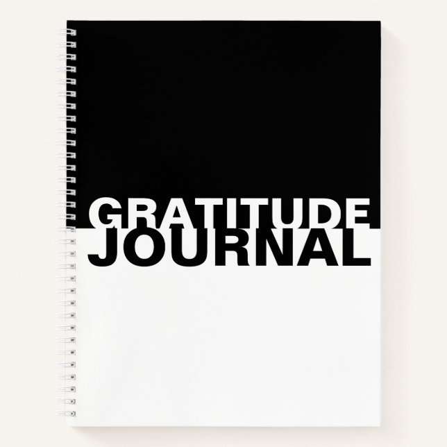 Black White Minimal Typography Gratitude Journal (Front)