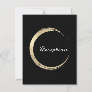 Black White Minimalism Gold Elegant Reception Card
