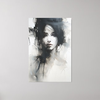 Black & White Minimalist Art | Ethereal Essence Canvas Print