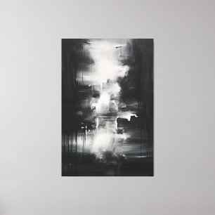 Black & White Minimalist Art Midnight Serenity Canvas Print