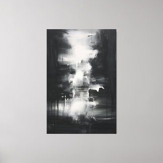 Black & White Minimalist Art | Midnight Serenity Canvas Print