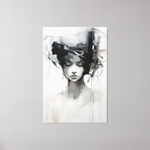 Black & White Minimalist Art Tranquil Reverie Canvas Print