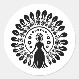 Black & White Minimalist Boho Design Classic Round Sticker