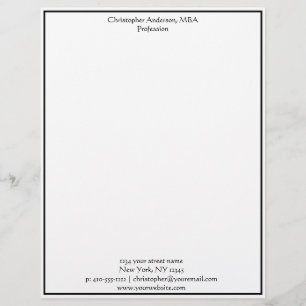 Black White Minimalist Business Professional Letterhead