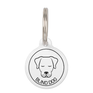 Black & White Minimalist Cartoon Dog Blind Dog Pet Tag
