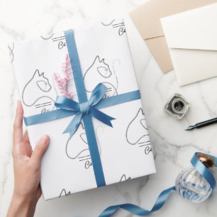 Black & White Minimalist Cat Gift  Wrapping Paper