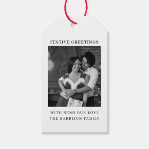Black White Minimalist Christmas Photo Tag Design