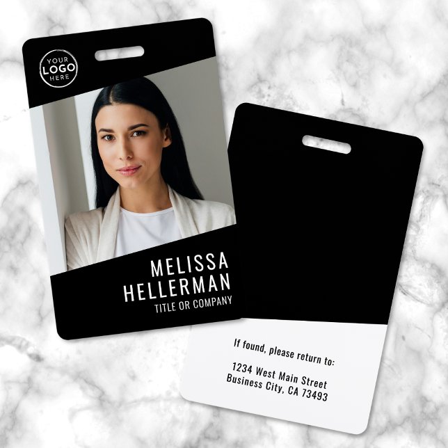 Black White Minimalist Company Logo Employee ID Badge (Black White Minimalist Company Logo Employee ID Badge)