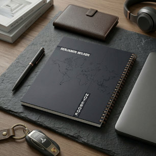Black & White Minimalist Custom Name Notebook