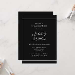 Black & White Minimalist Engagement Party Invitation