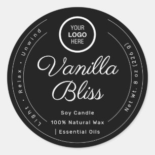 Black White Minimalist Label Handmade Soy Candles