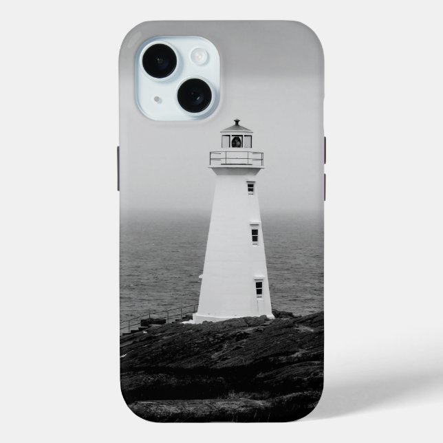 Black White Minimalist Lighthouse Case-Mate iPhone Case (Back)