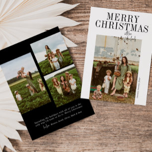 Black & White Minimalist Modern Script Photo Holiday Card