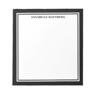 Black White Minimalist Monogram Notepad