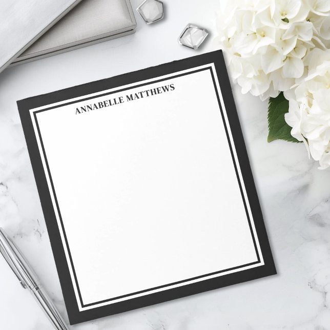 Black White Minimalist Monogram Notepad (Black White Minimalist Monogram Notepad)